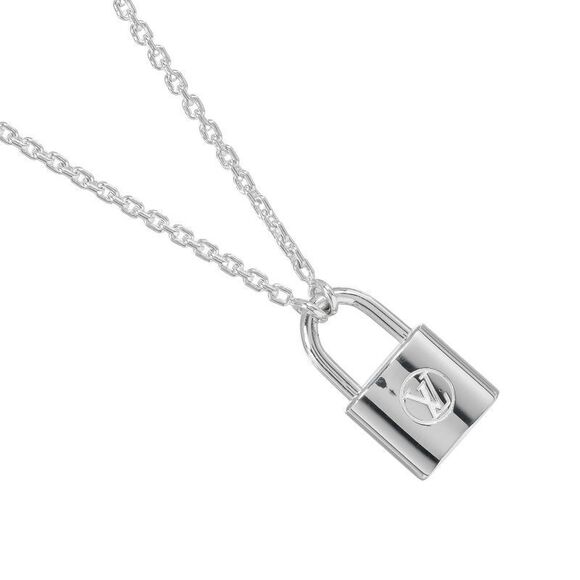 Louis Vuitton Pendentif Padlock Motif 925 Silver Unisex 8.3g Necklace